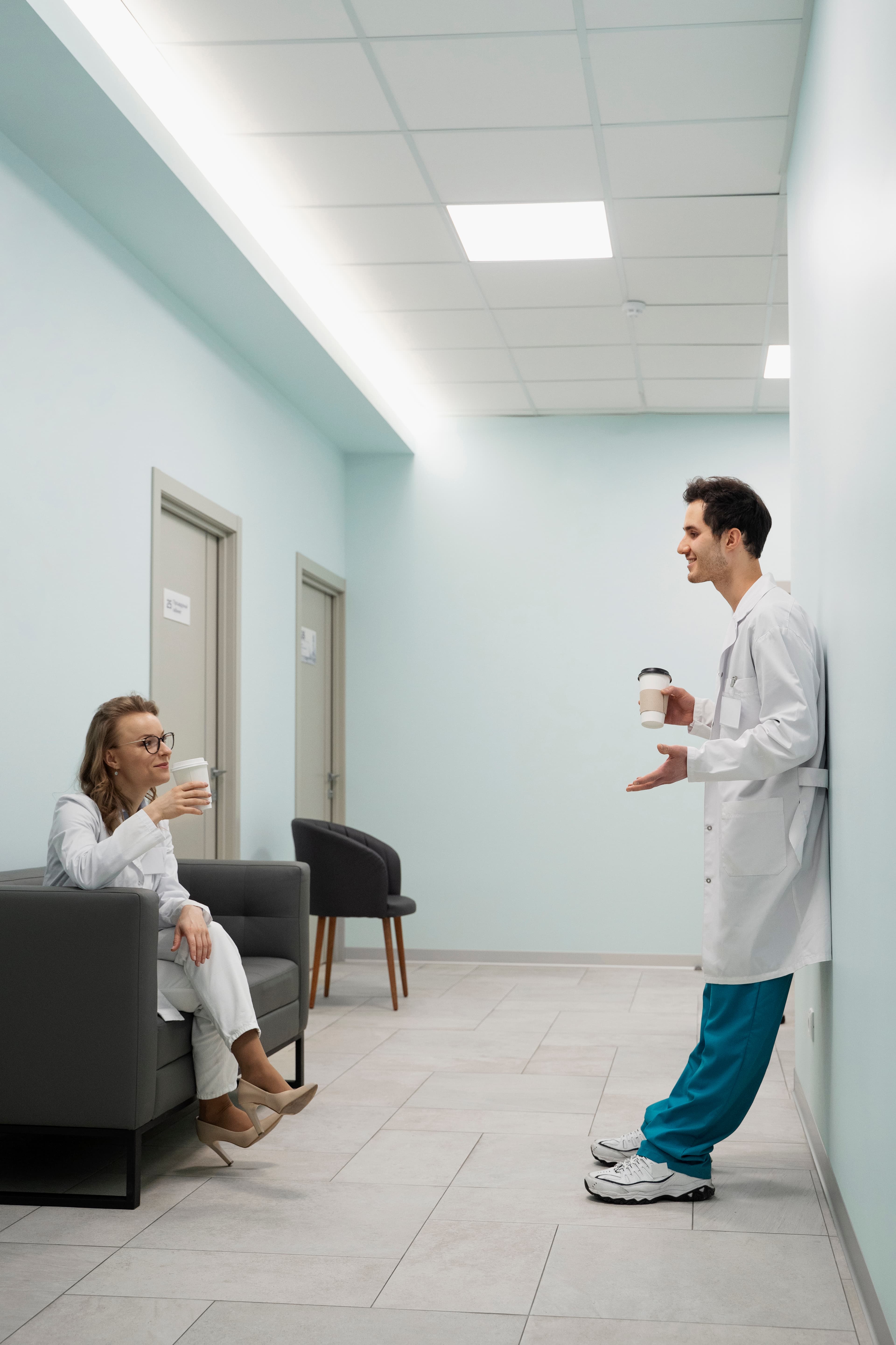 A patient undergoing physical therapy at a clinic